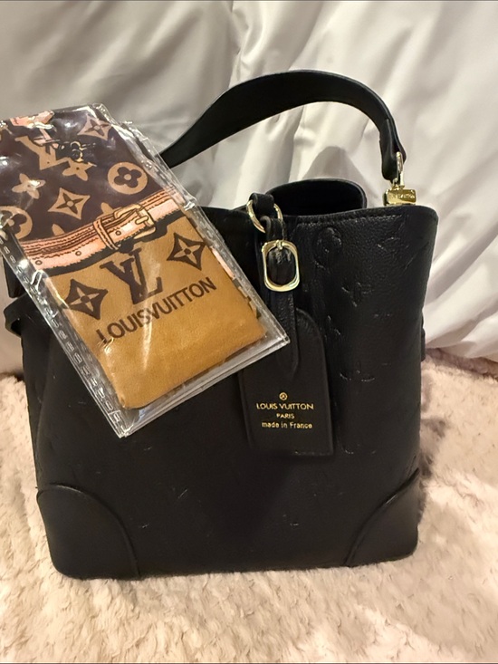 Louis Vuitton Handbags - LV Black Embossed Leather Shoulder Bag with Gold Hardware. BMWOT NEVER USED